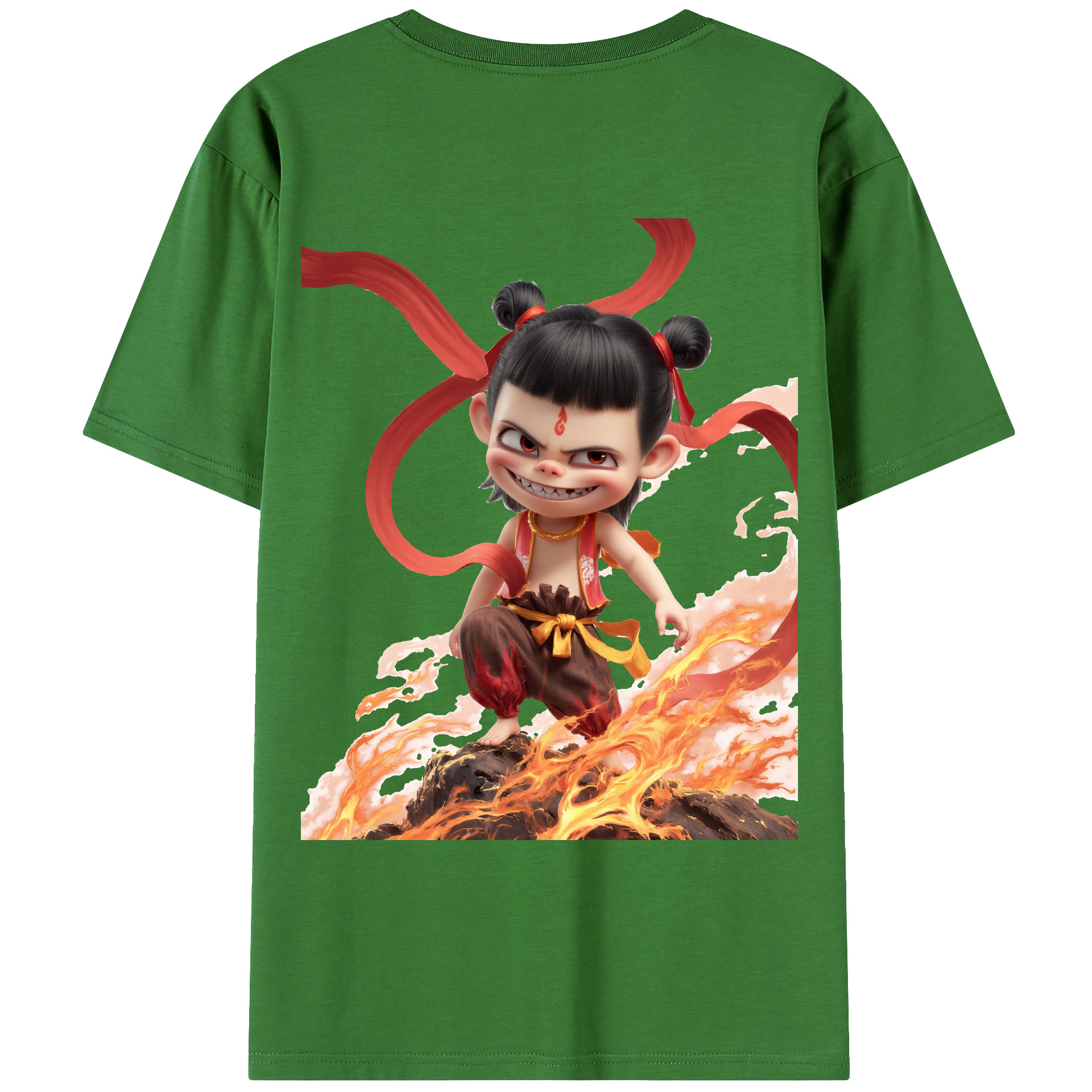 （画像用） Ne Zha 2 ナタ 魔童の大暴れ レディース半袖Tシャツ(バックプリント)